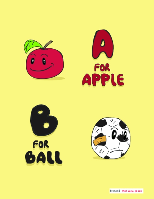 A apple B ball